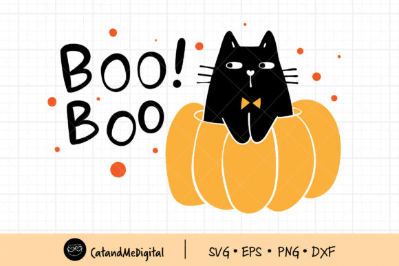 Black Cat in Pumpkin Halloween SVG File