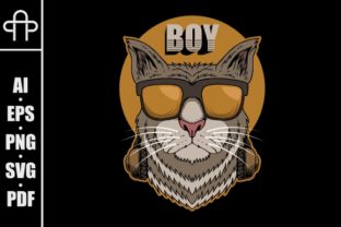 Cat Boy Headphone Illustration
