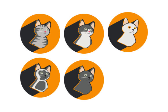 Cat Vector with Orange Background Bundle