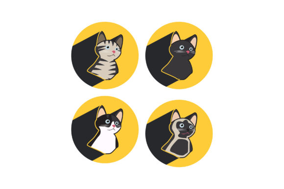 Cat Vector with Yellow Background Bundle