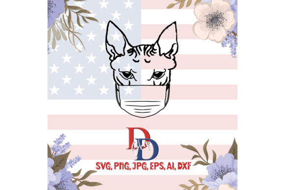 Cat with Mask Embroidery Design