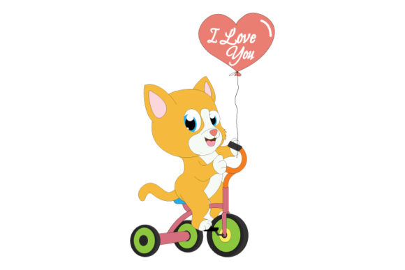 Cute Cat with Bicycle