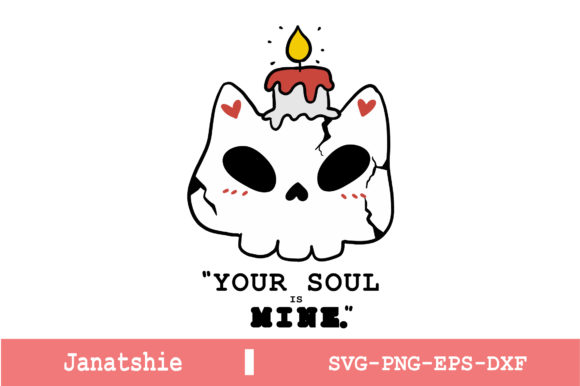 Cute Doodle Skull Cat Candle Halloween