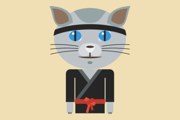 Fighter Cat Character Illustration