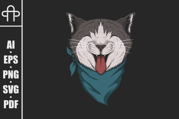 Head Cat Bandana Illustration