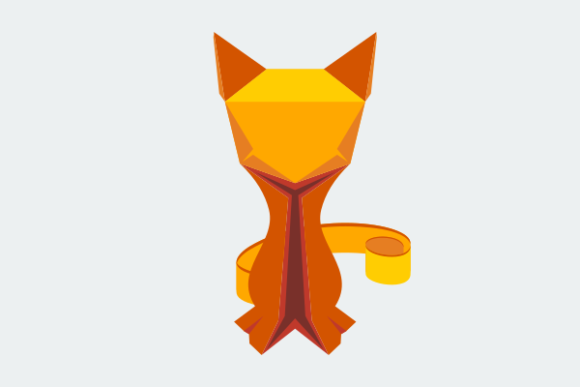 Origami Paper Style Cat Character
