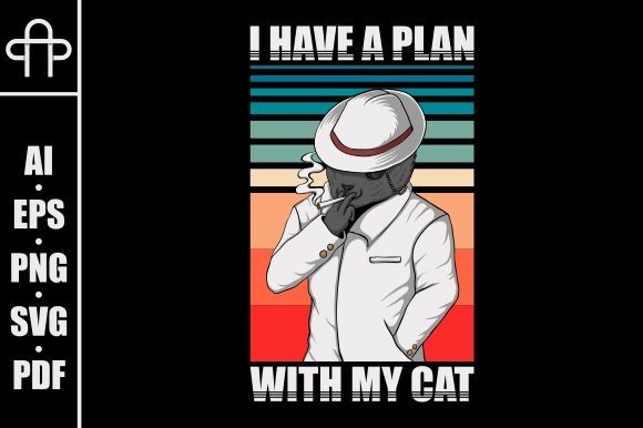 Plan with Cat Retro Vector Illustration