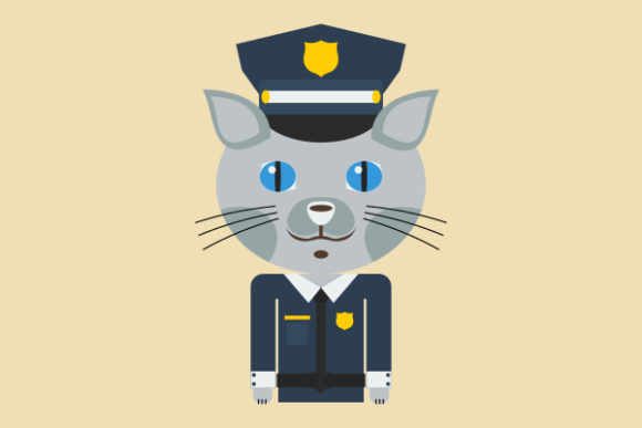 Police Cat Character Illustration