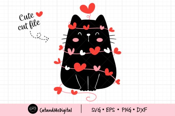 Valentine Black Cat with Heart